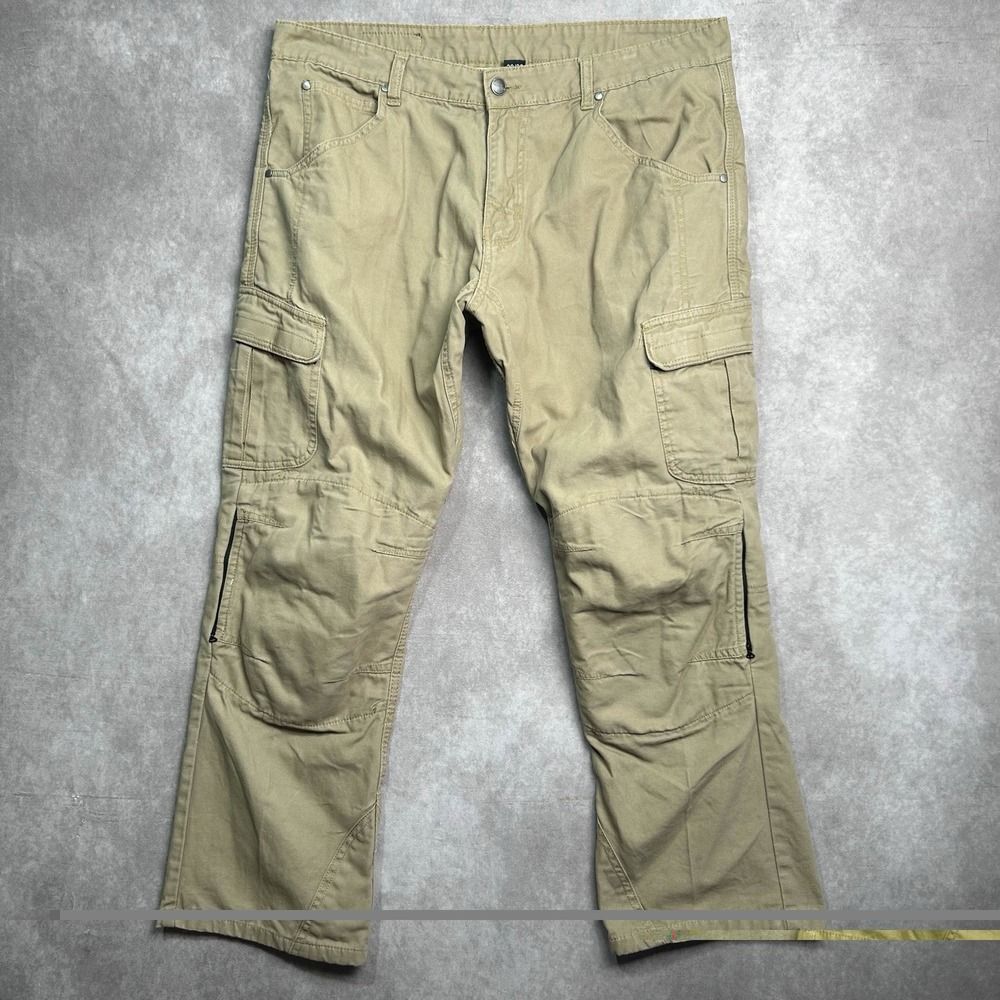 Bilt Mens Khaki Tan Canvas Cargo Work Pants Aramid Lined 38x32 Articulated Knee